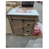 Brown Vanity w/ White Top 30" x 20" x 35"