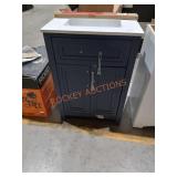 24" Blue Vanity with White Top