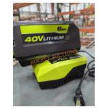 Ryobi 40v 6 ah battery and charger