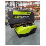Ryobi 40v 6 ah battery and charger
