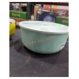 Green serving bowl with spoon