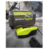 Ryobi 40v 6 ah battery and charger
