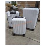 3PC rolling Luggage Set, Silver Gray