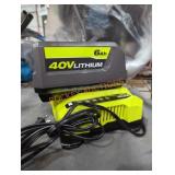 Ryobi 40v 6 ah battery and charger