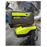 Ryobi 40v 6 ah battery and charger