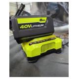 Ryobi 40v 8 ah battery and charger