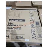 24" Unfinished Corner Wall Cabinet