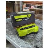 Ryobi 40v 6 ah battery and charger