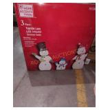 3pc. Yuletide Lane LED Collapsible Snowmen