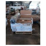 (ï¿½3) 48" white vanity, shelving unit, flooring,