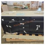 72in double bathroom vanity (cracked top)