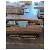 Under laminate, wooden blinds, unopened boxes