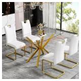 47.24" Rectangular Clear Tempered Glass Table