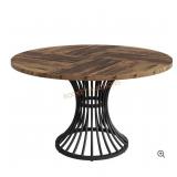 Tribesigns Round Dining Table, Brown/Black;