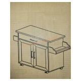 Grey Wood Top 35" Wide Kitchen Island Cart