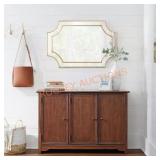 3-Door Walnut Storage Console Table