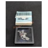 Apsvo Silver Heart Shaped Necklace w/ Red Center