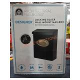 Designer Locking Black Wall Mount Mailbox