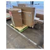 Metal Storage Cabinet, Butcher Block, Mirror