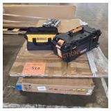 Makita chargers, ridgid toolbox,storage bin;