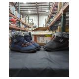 Navy Blue + Black Boots