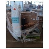 Carpet, electric boxes, heater, shovel, wood