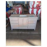 60in gray vanity with a white top
