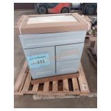 30in gray vanity with white top