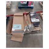 Garage door opener, electric box, shovel, jack