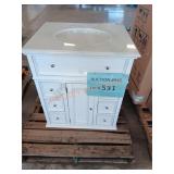 26in white vanity with damage top