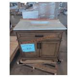 36in wood grain vanity with white top