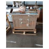 48in brown vanity with a white top