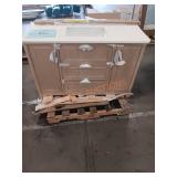 50in light brown vanity ( little bamage) with