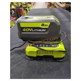 Ryobi 40V Charger With 8Ah Battery