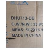 Navy blue outdoor umbrella with base