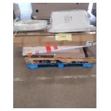 Tile, plastic tubing, carpet