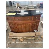 Single-Sink Vanity Wood Cabinet, Black Stone