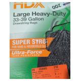 33-39-Gal. Black Heavy Duty Drawstring Trash Bags