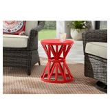 Ruby Red 18.9 in. Round Metal Outdoor Patio Garden