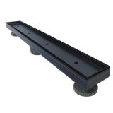 24 in. Matte Black Linear Shower Drain with Tile I