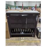 36" Bathroom Vanity, Black w/ White Sink