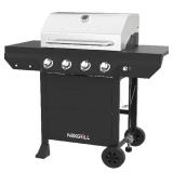 4-Burner Propane Gas Grill in Black with Stainless