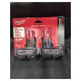(2) Milwaukee M12 Red Lithium 4Ah Batteries