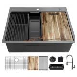 Glacier Bay 33" Single Bowl Gunmetal Black Sink