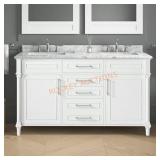 Aberdeen 60in Double Sink Vanity, White Top