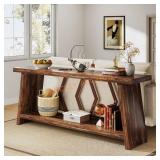 Fnova Farmhouse Walnut Console Table 71x32"