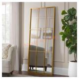 Gold Metal Windowpane Floor Mirror 70x29