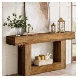 63" Vintage Brown Rectangle Wood Console Table
