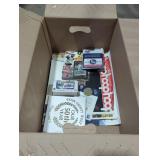 Sports memorabilia box lot.