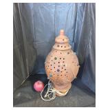 vintage 1970s terracotta Moroccan-style lamp,